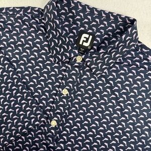FootJoy Men’s 2XL Navy Dolphins Print Golf Polo